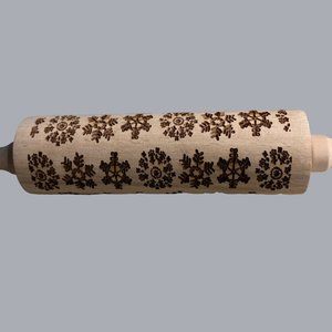 Engraved Cookie Rolling Pin Snowflake Pattern  Wooden Rolling Pin